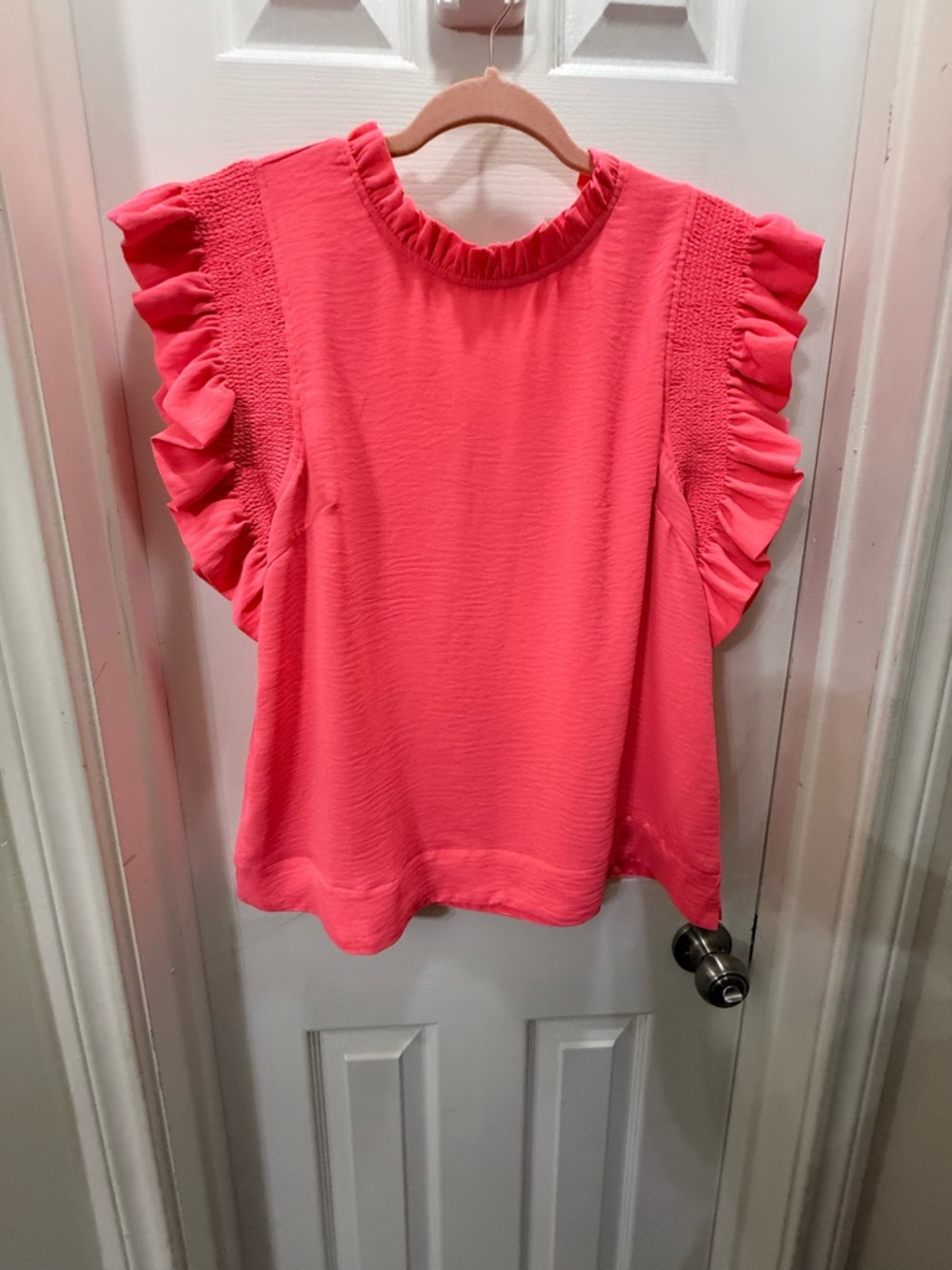 JODIFL Coral Ruffle Sleeve Blouse